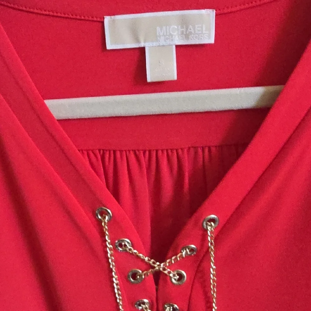 Michael Kors Red Lace-Up Long Sleeve Dress - Picture 3 of 5